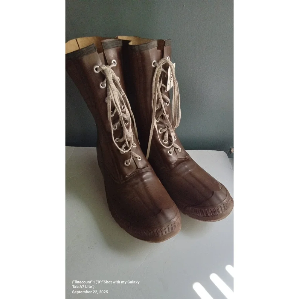 Royal US Rubber‎ Brown Rubber Boots Lace Up Water Mud Rain Workwear Size 13